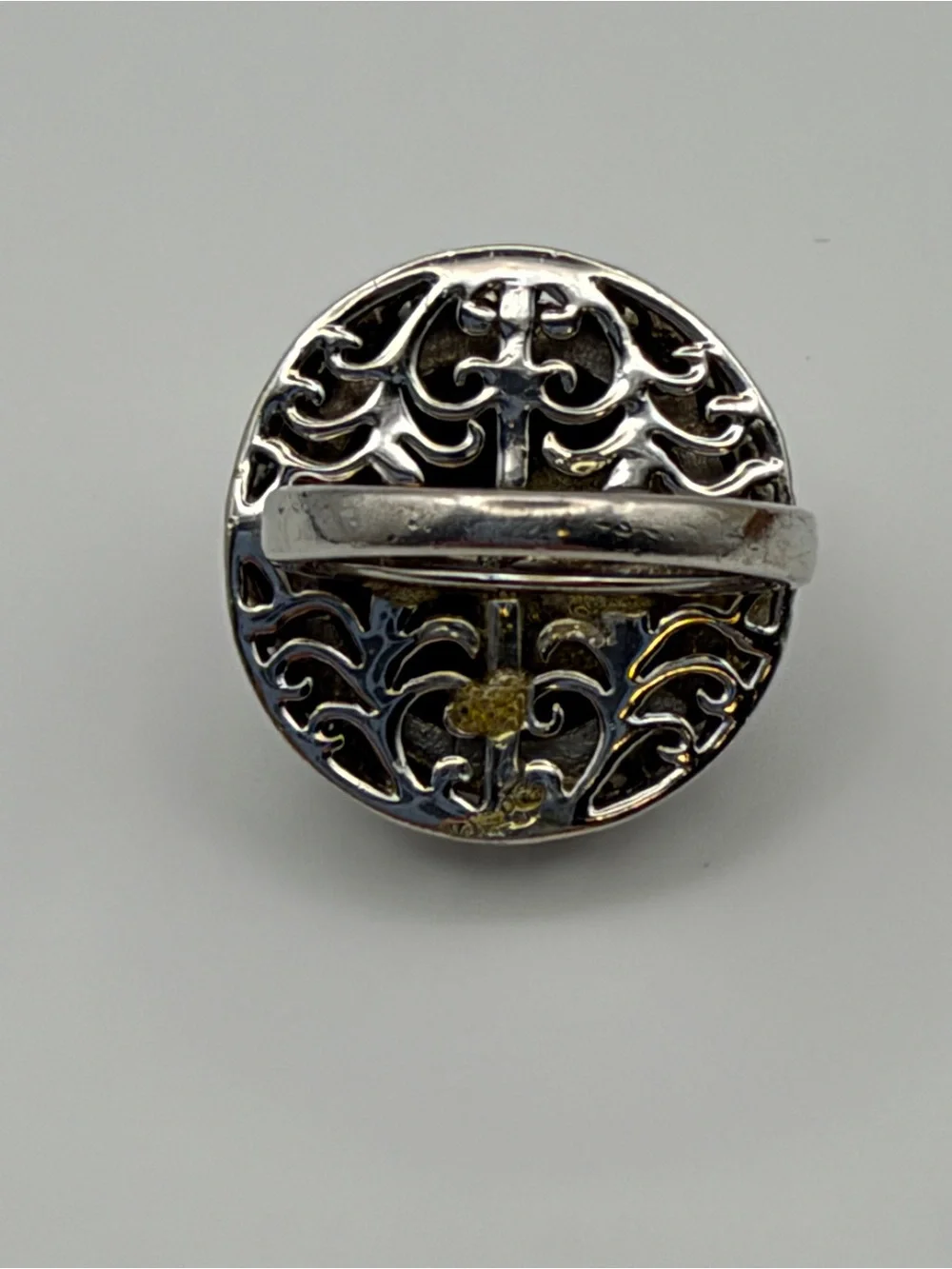VTG 925 Sterling Silver Faceted Black Onyx Statement Ring Filigree Size 6.75